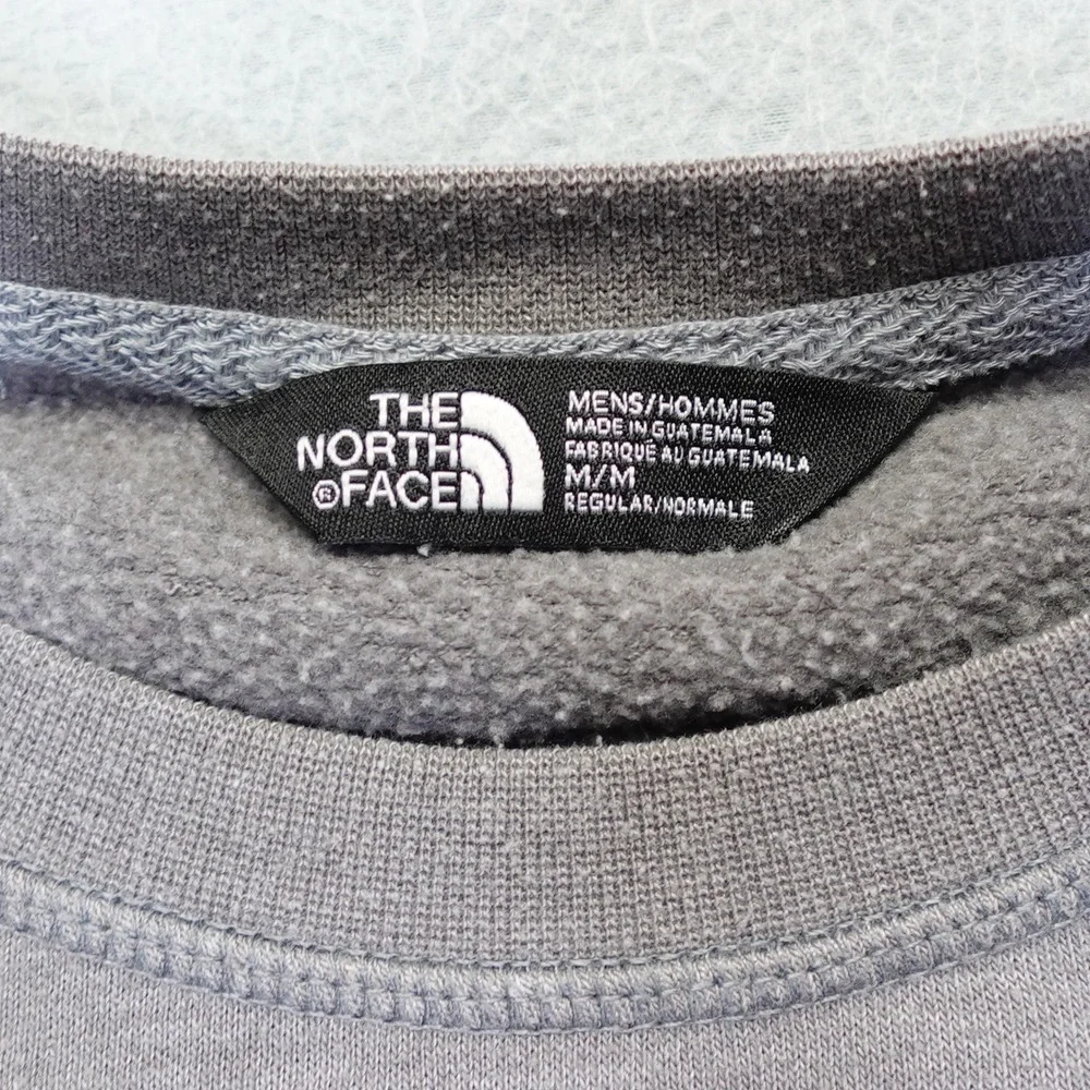 The North Face Sweatshirt Mens M Gray Box Logo Sleeve Graphic Pullover Fleece